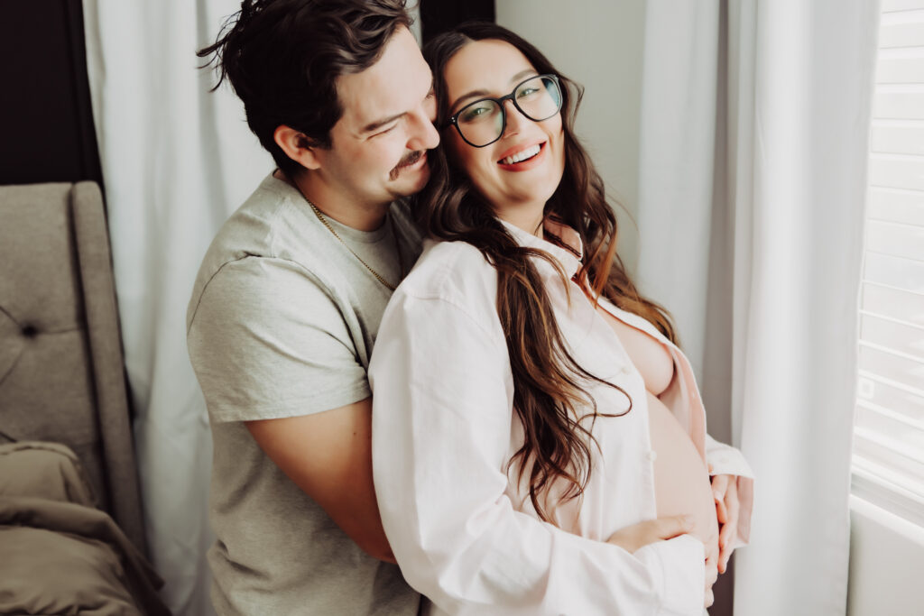 in home maternity session that's body positive and boudoir style in Menifee California
