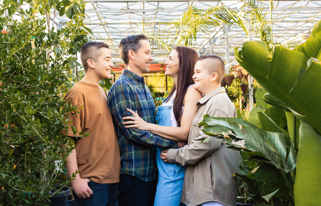 family in home depot for lifestyle photoshoot in corona California