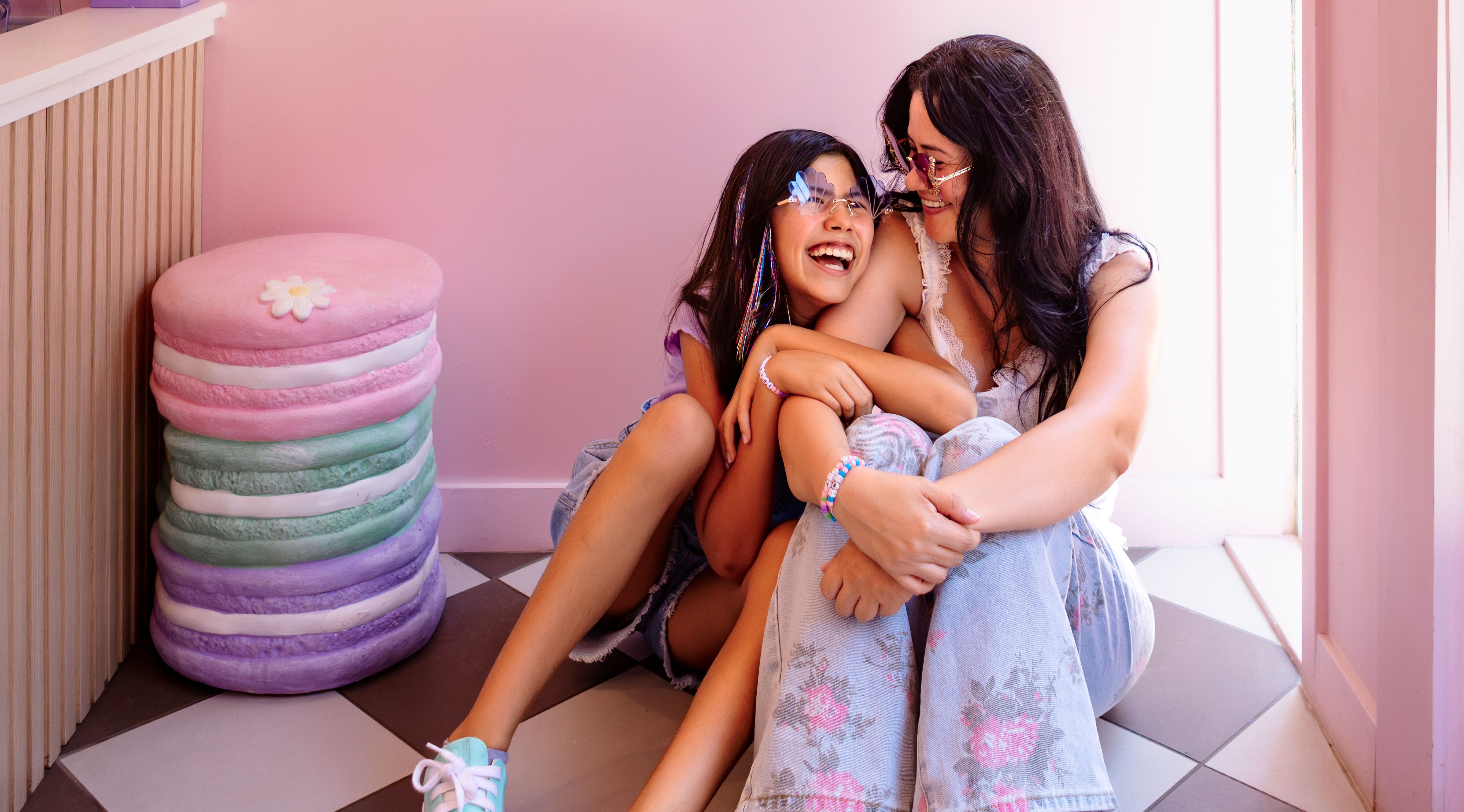 mother daughter in gelato ice cream shop